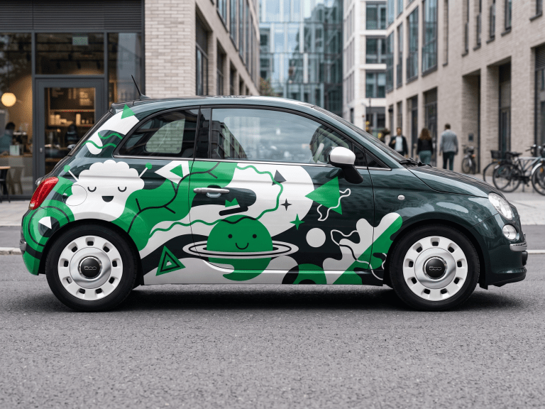 Rotulación de automóvil en un espacio urbano